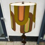 Brutalist Carved Wood Floor Lamp