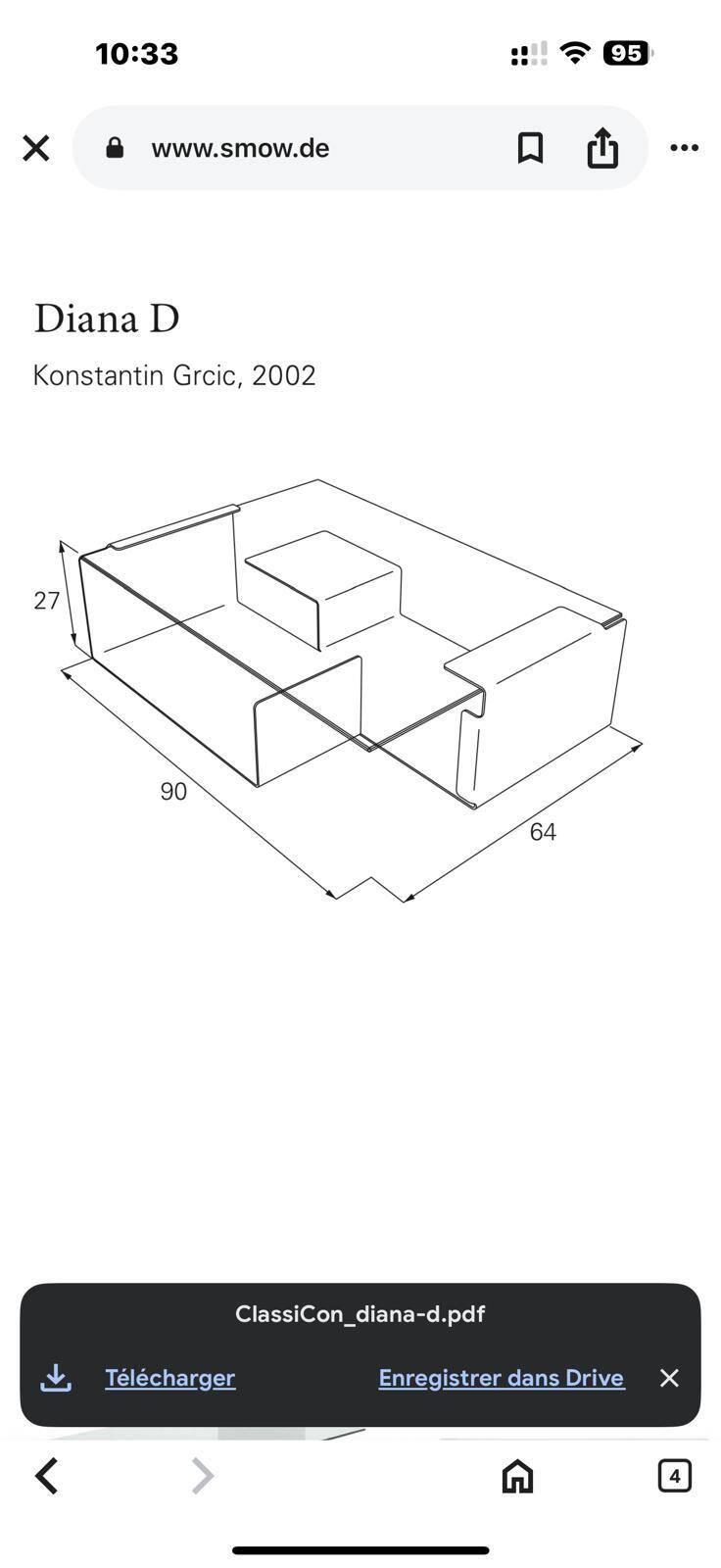 Diana D coffee table by Konstantin Grcic, 2002