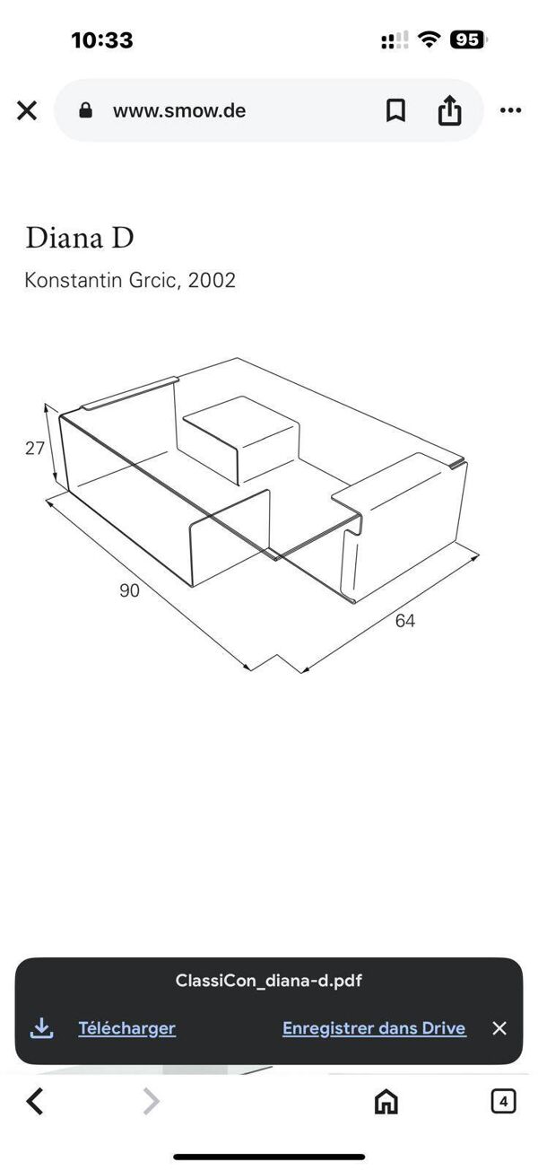 Table basse Diana D de Konstantin Grcic, 2002