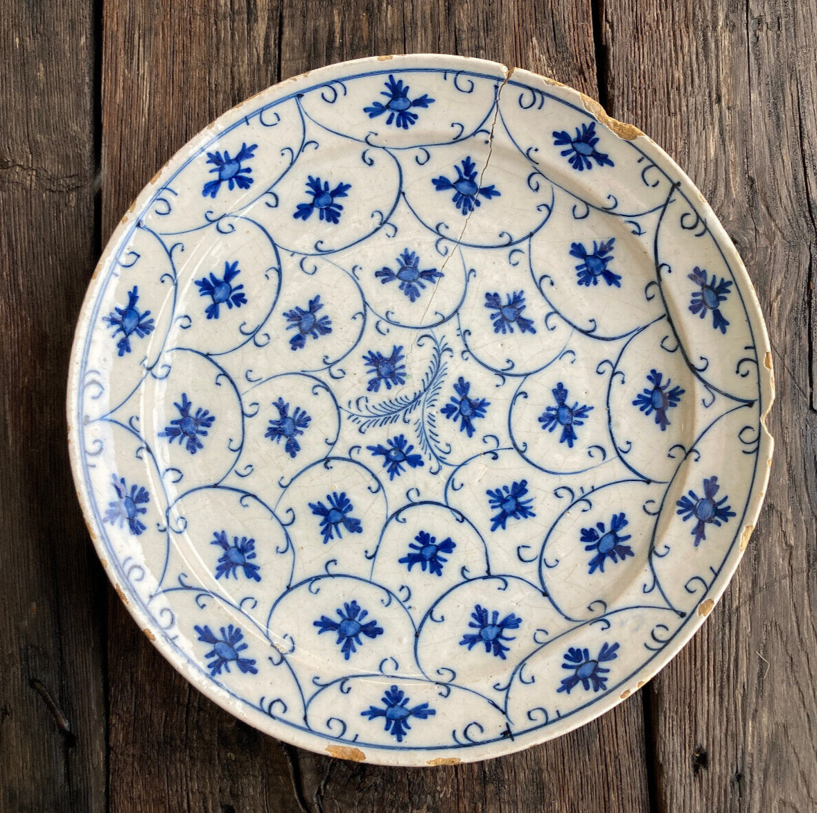 Lot de 7 assiettes faience XVIIIe - camaieu bleu