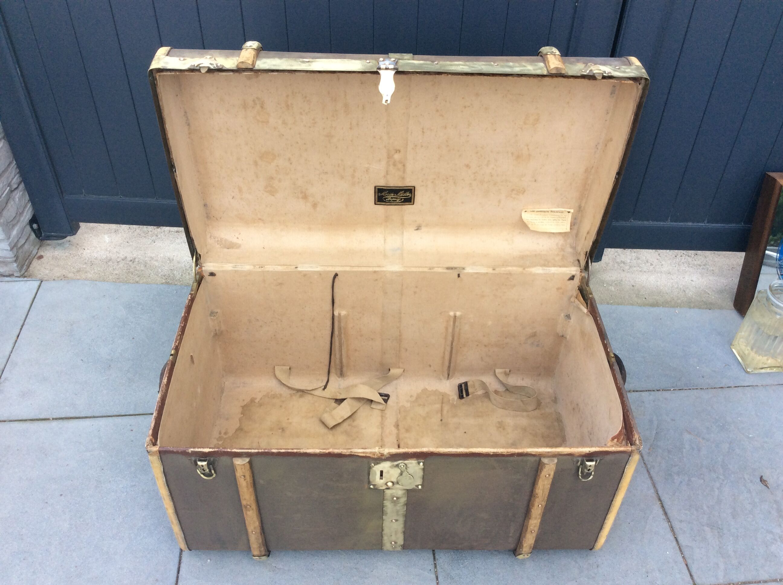 Luxury travel trunk signed and numbered 1890 renovated