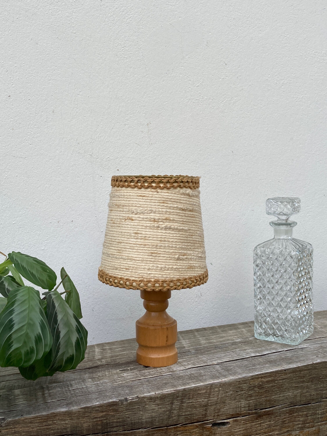 Bedside lamp in wood and wool 1970
