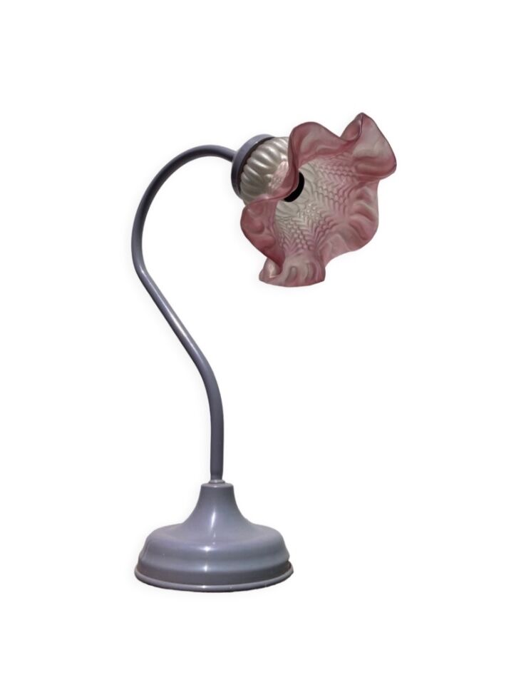 Swan lamp Delmas 1970 in metal and molded glass purple and white