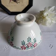 Old Bowl in Earthenware with Flower Decoration Marked underneath M