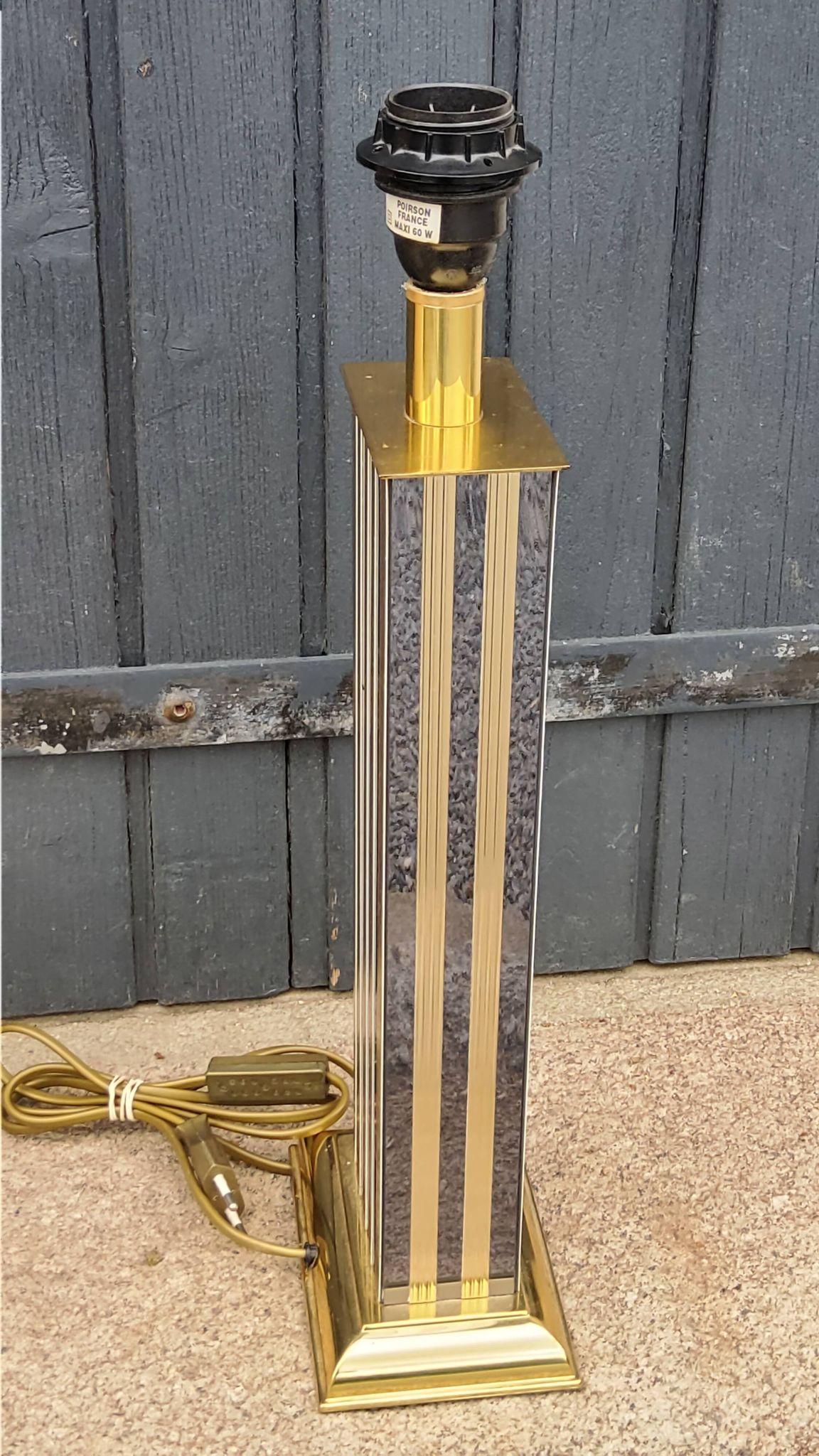 Hollywood Regency style Le Dauphin lamp from the 70s/80s in gilded brass and silver metal