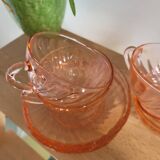 Set of 4 Rosaline cups and 4 saucers from Arcoroc