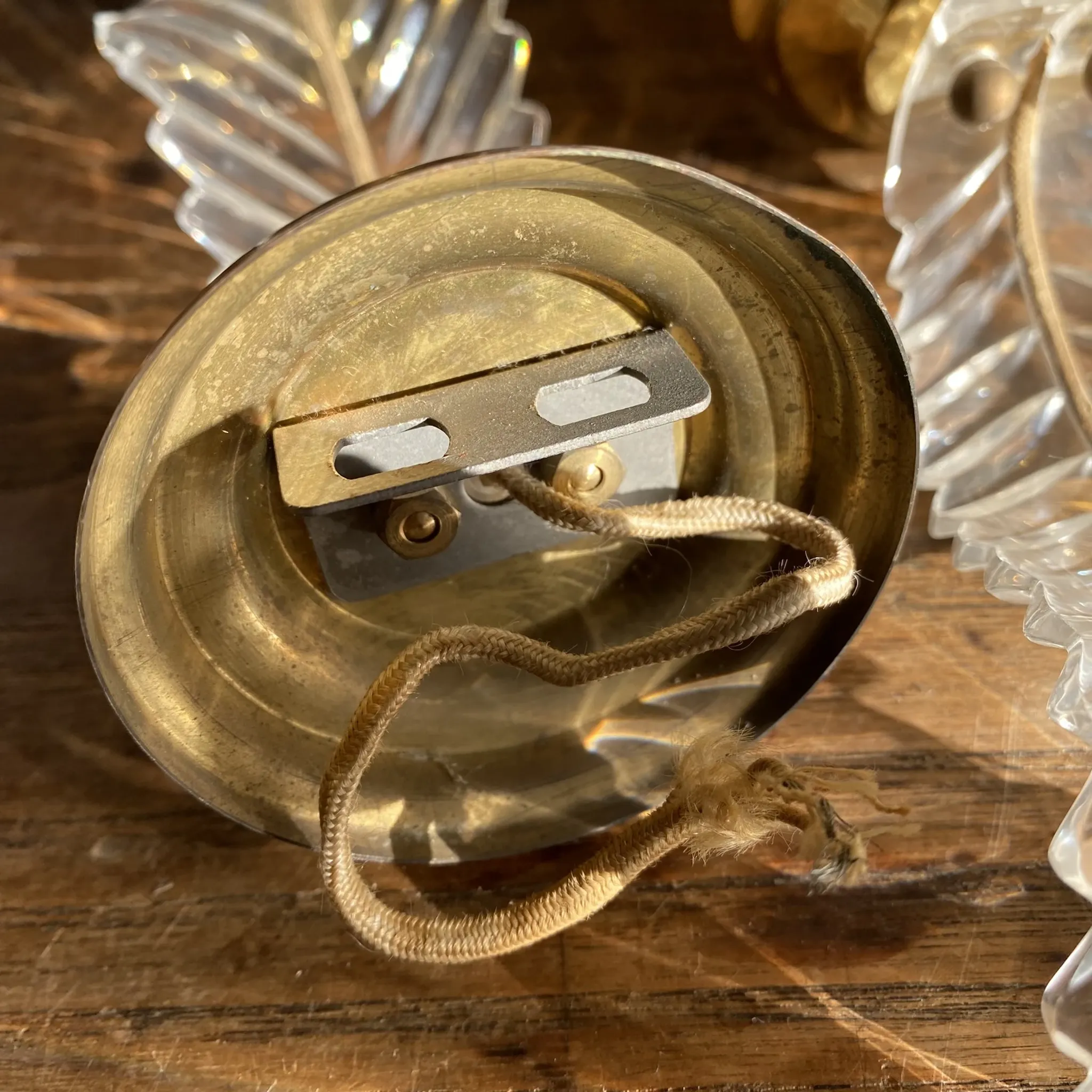 Vintage plexiglass wall lights in Hollywood Regency style from the 1960s.