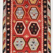 %100 Wool Turkish Vintage Kilim Rug, Mid Century Modern, 183x324 Cm