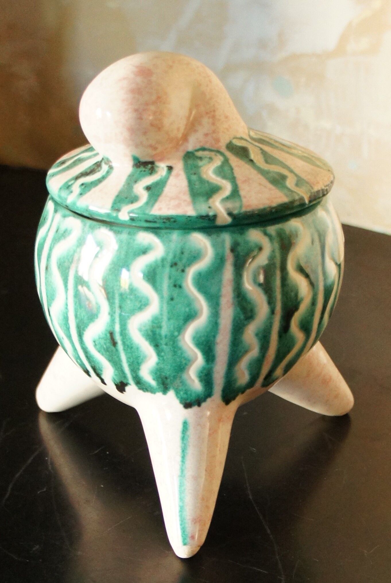 Zig Zag Charles Voltz Vallauris tripod ceramic pot