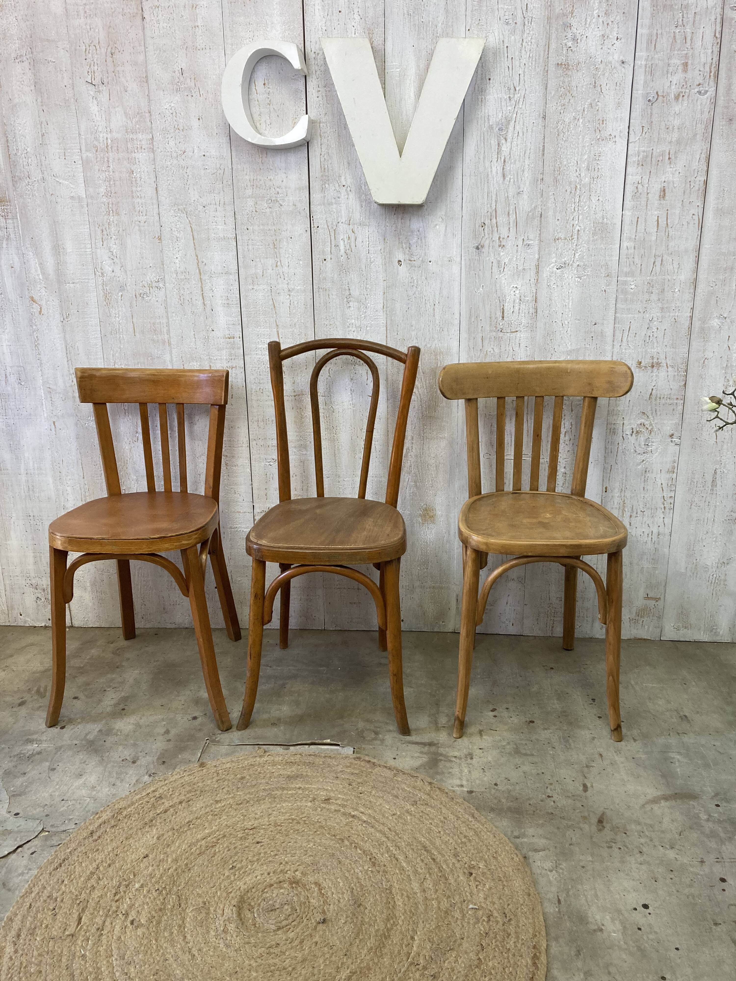 set of 3 mismatched bistro chairs