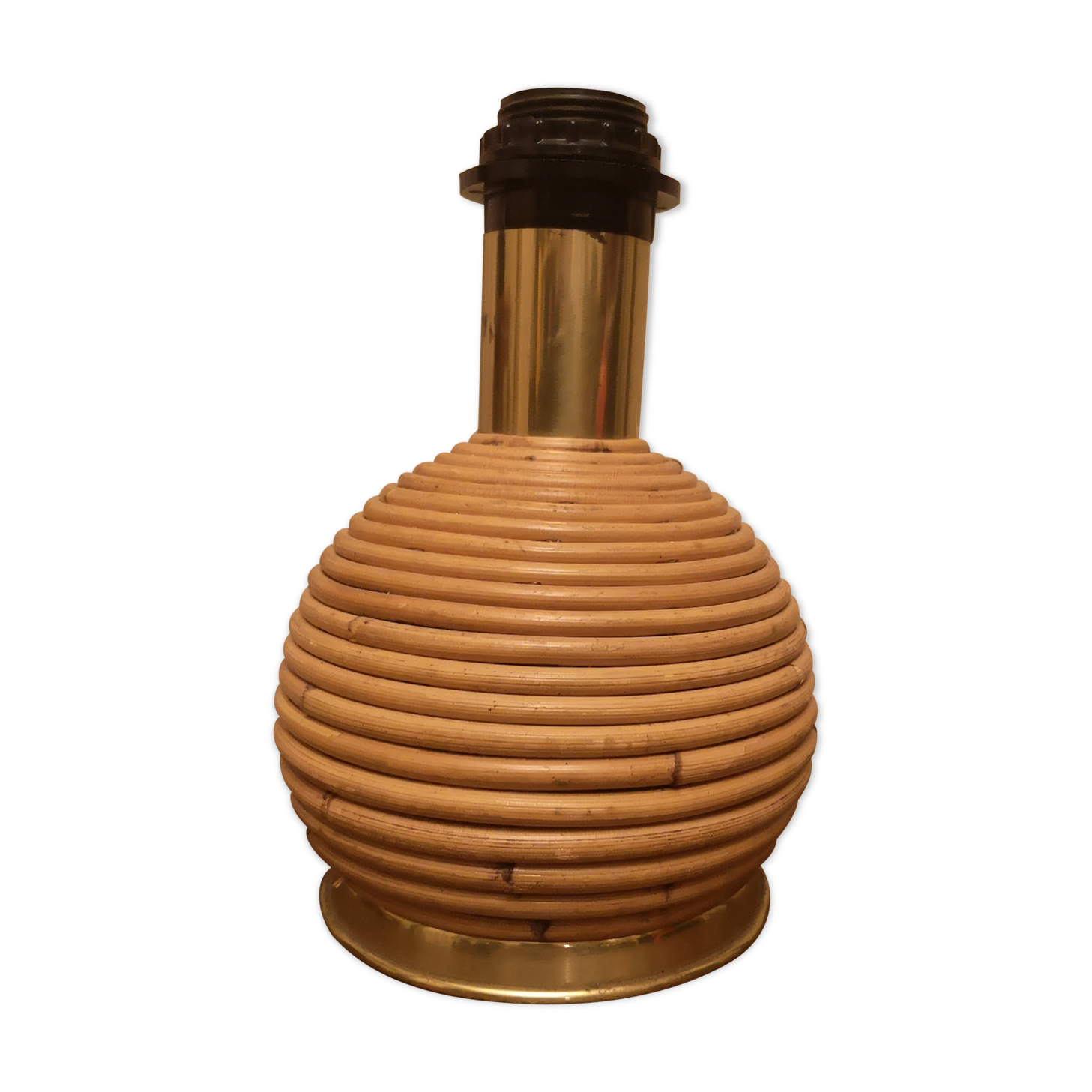 Rattan and vintage brass lamp base