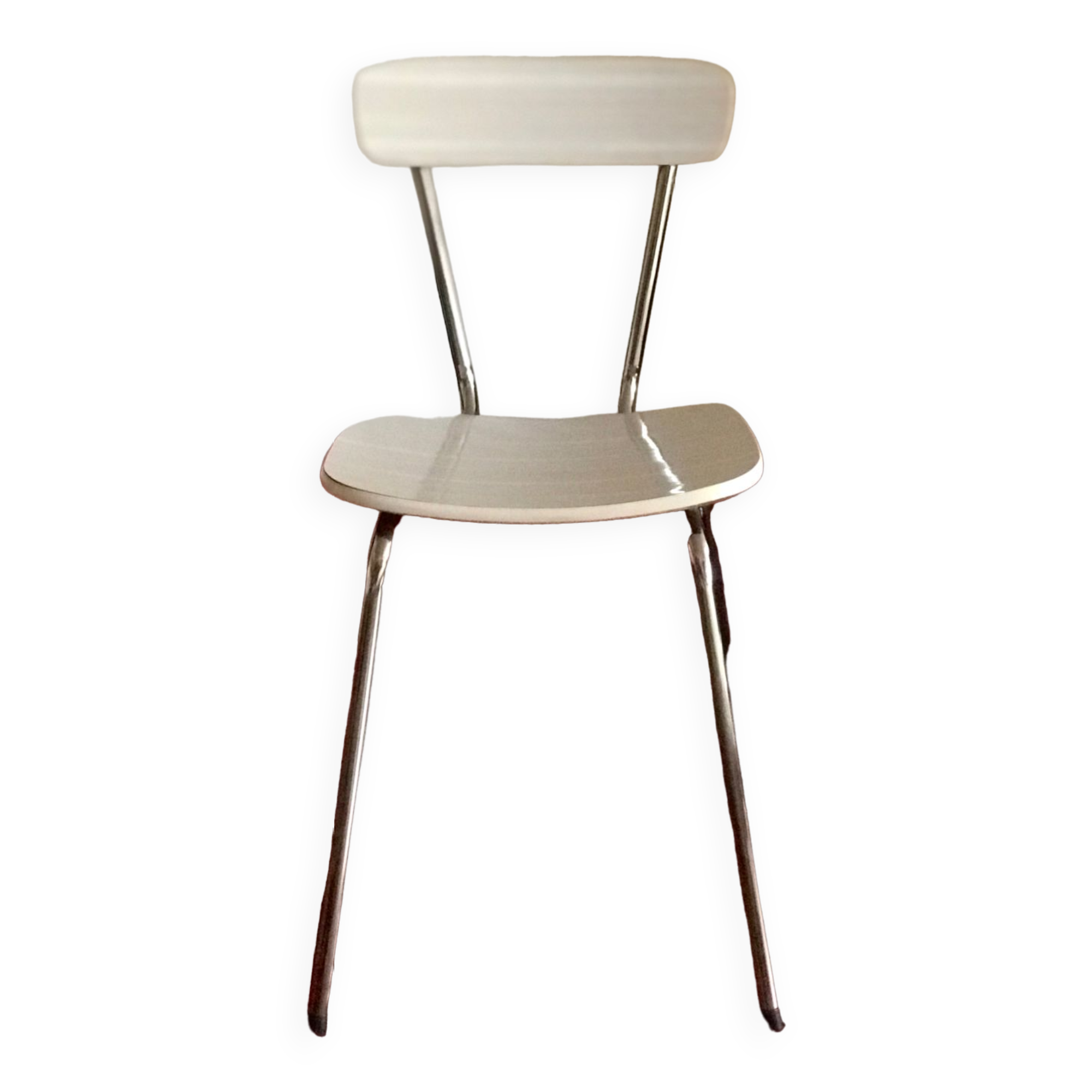 60s Formica chair, white with beige stripes