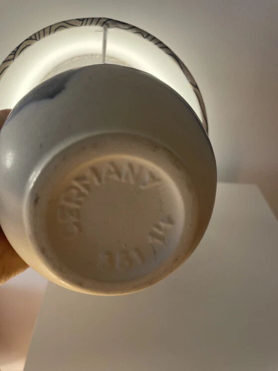 Small wireless West German pottery vase lamp with Japanese shade.