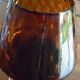 Vintage amber & clear glass footed vase