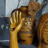 Soliflore baguier hand ceramic iridescent 50s