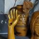 Soliflore baguier hand ceramic iridescent 50s