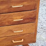 Chest of drawers of the 50s in golden oak compass feet 4 drawers