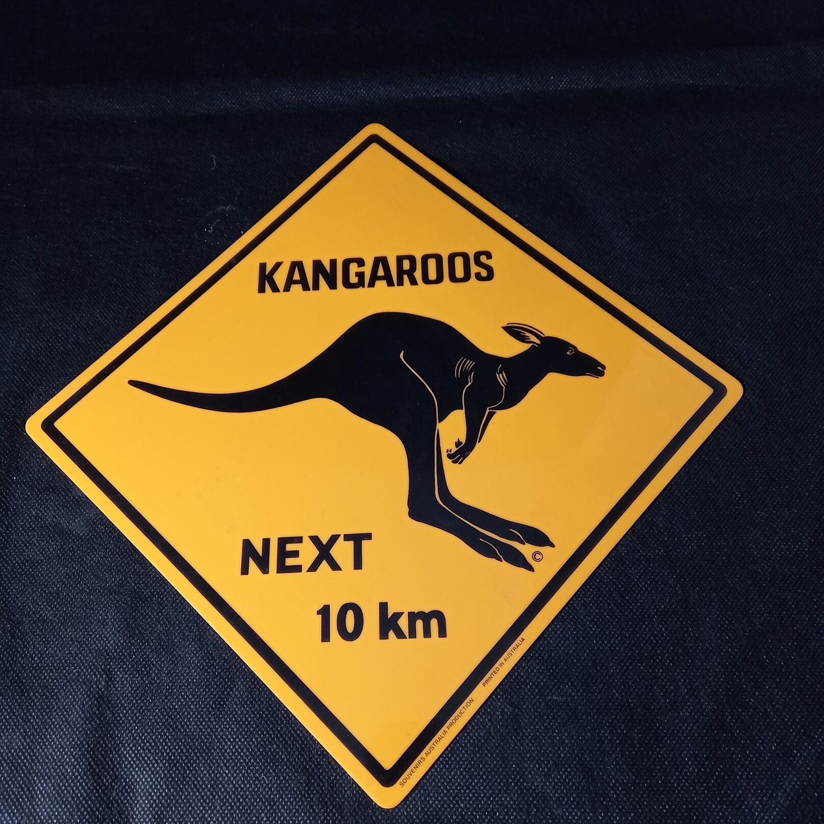 Australian style road sign - Kangaroos Next 10 Km
