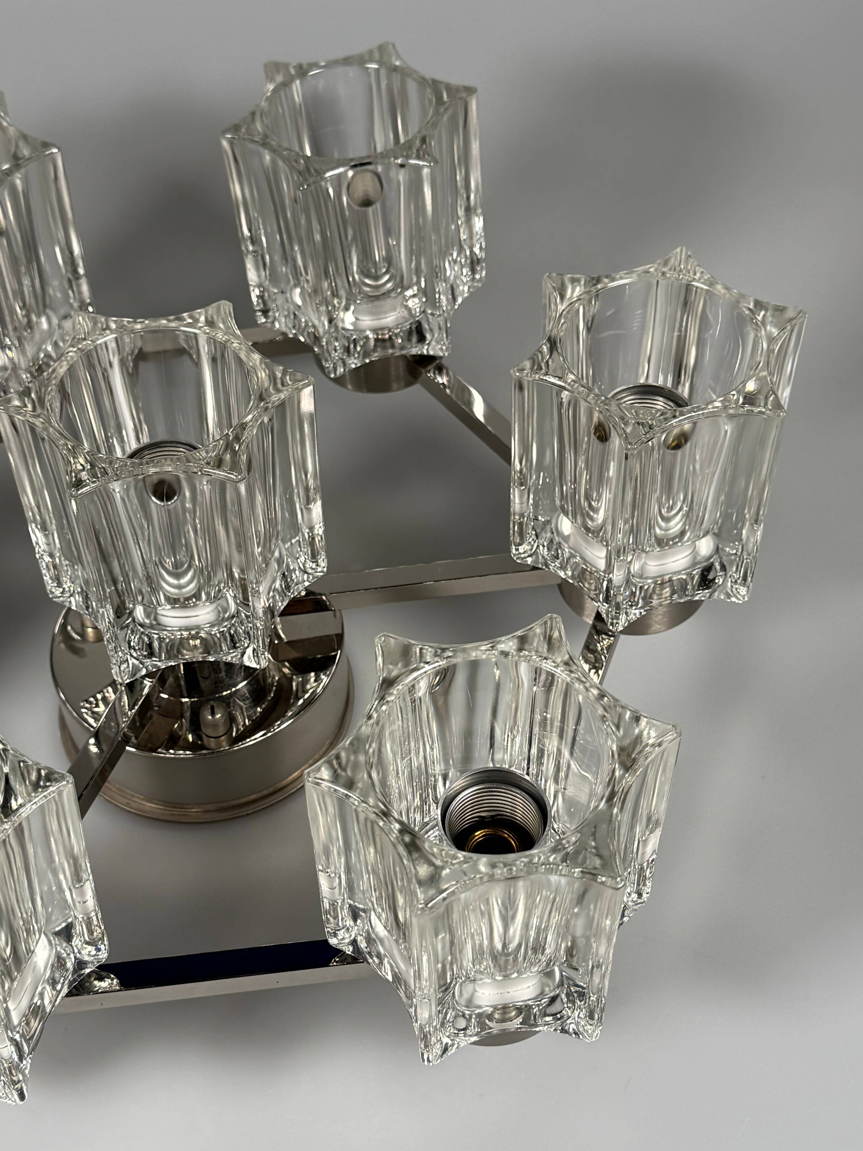 1960s 1970s Ceiling or Wall Lamp German Ice Glass Space Age Design