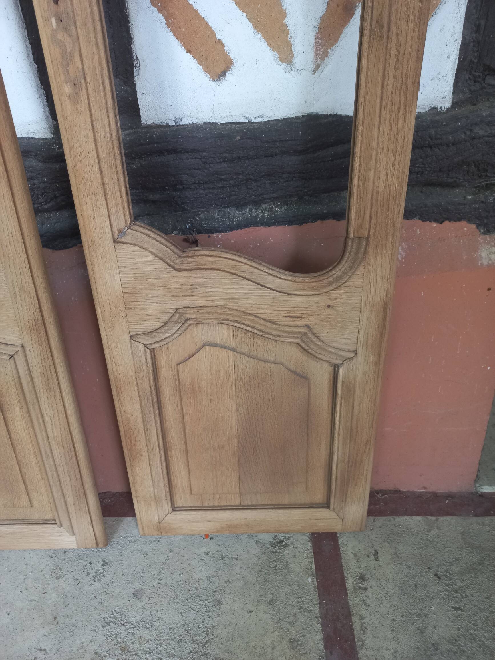 Pair of solid oak doors with a sanded finish.