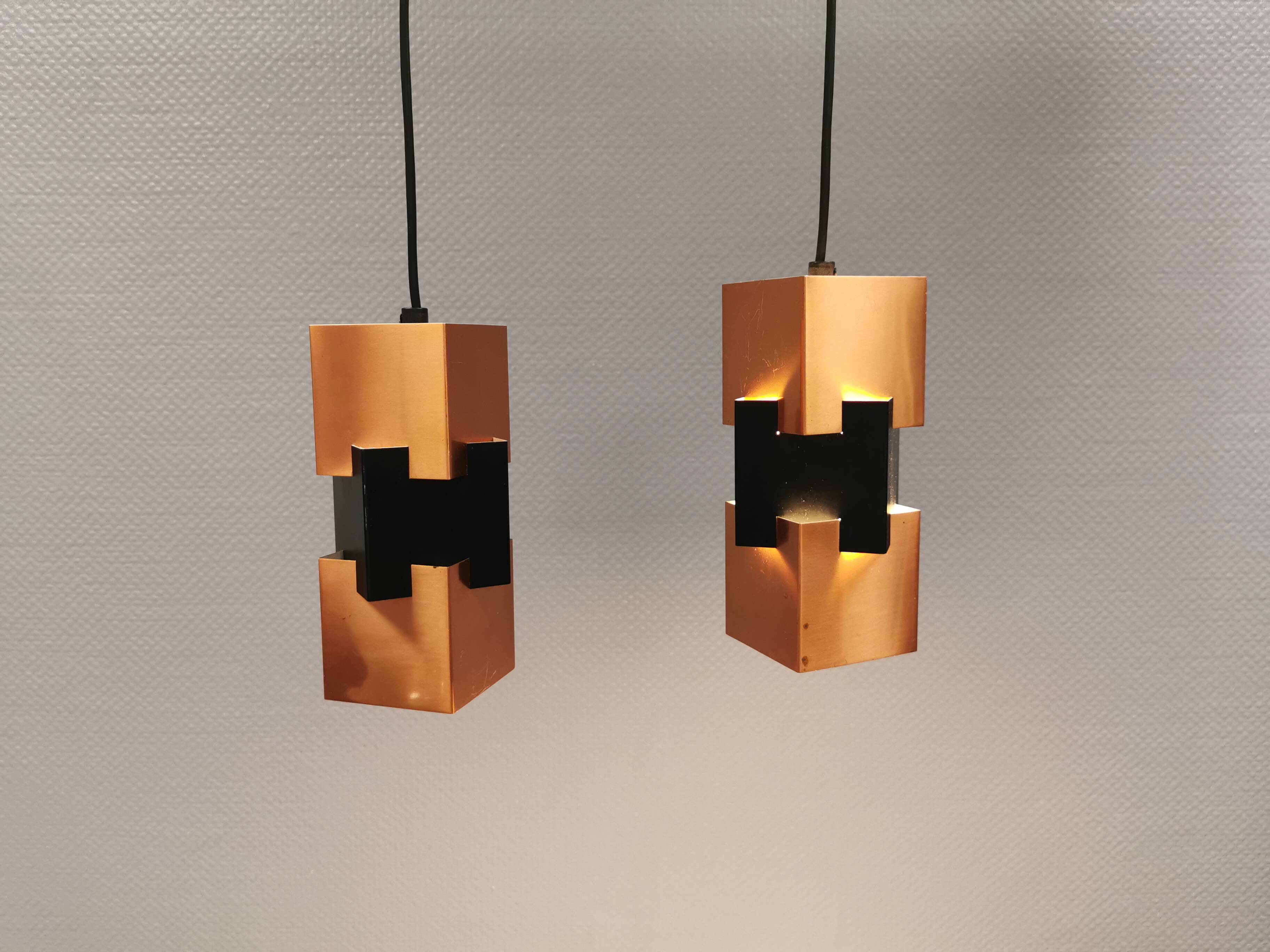 A pair of  Jo Hammerborg lamps for FOG & MØRUP model Kubus Denmark 1961