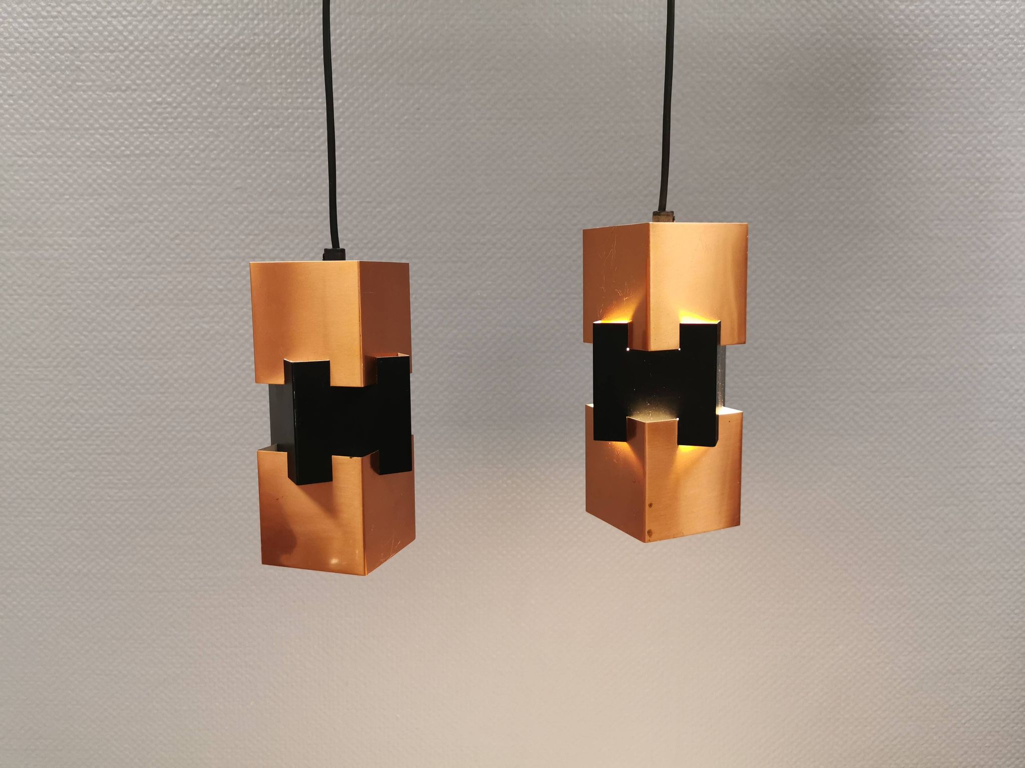 A pair of  Jo Hammerborg lamps for FOG & MØRUP model Kubus Denmark 1961