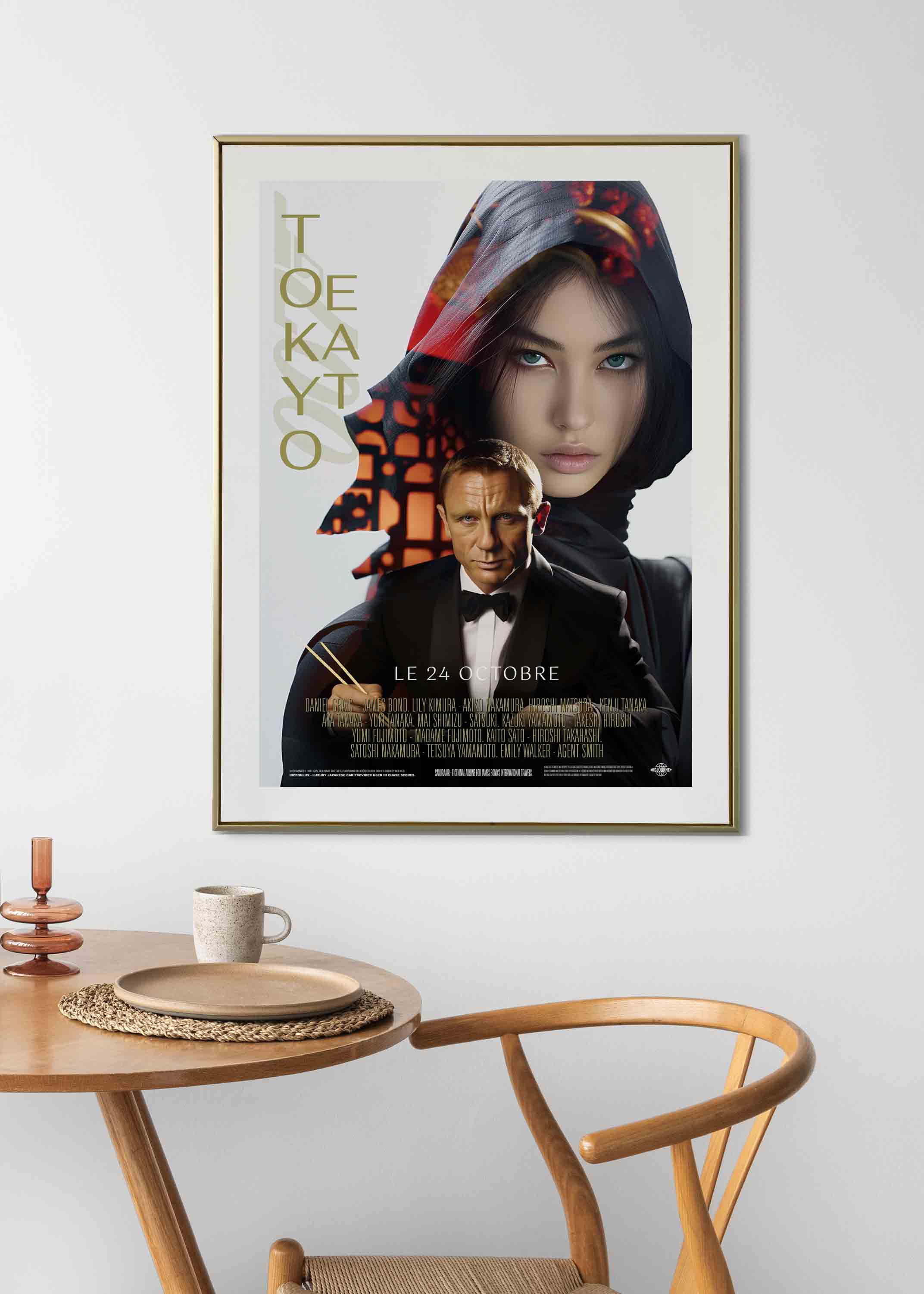 Parodic 50x70cm James Bond poster generated by AI, composed by the gallery.