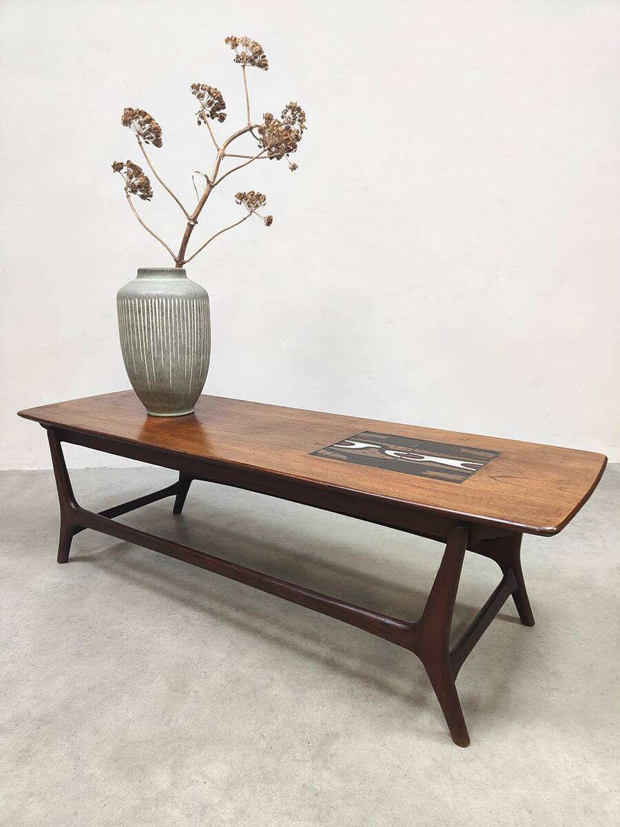 Vintage Dutch design Ravelli tile & teak coffee table Louis van Teeffel