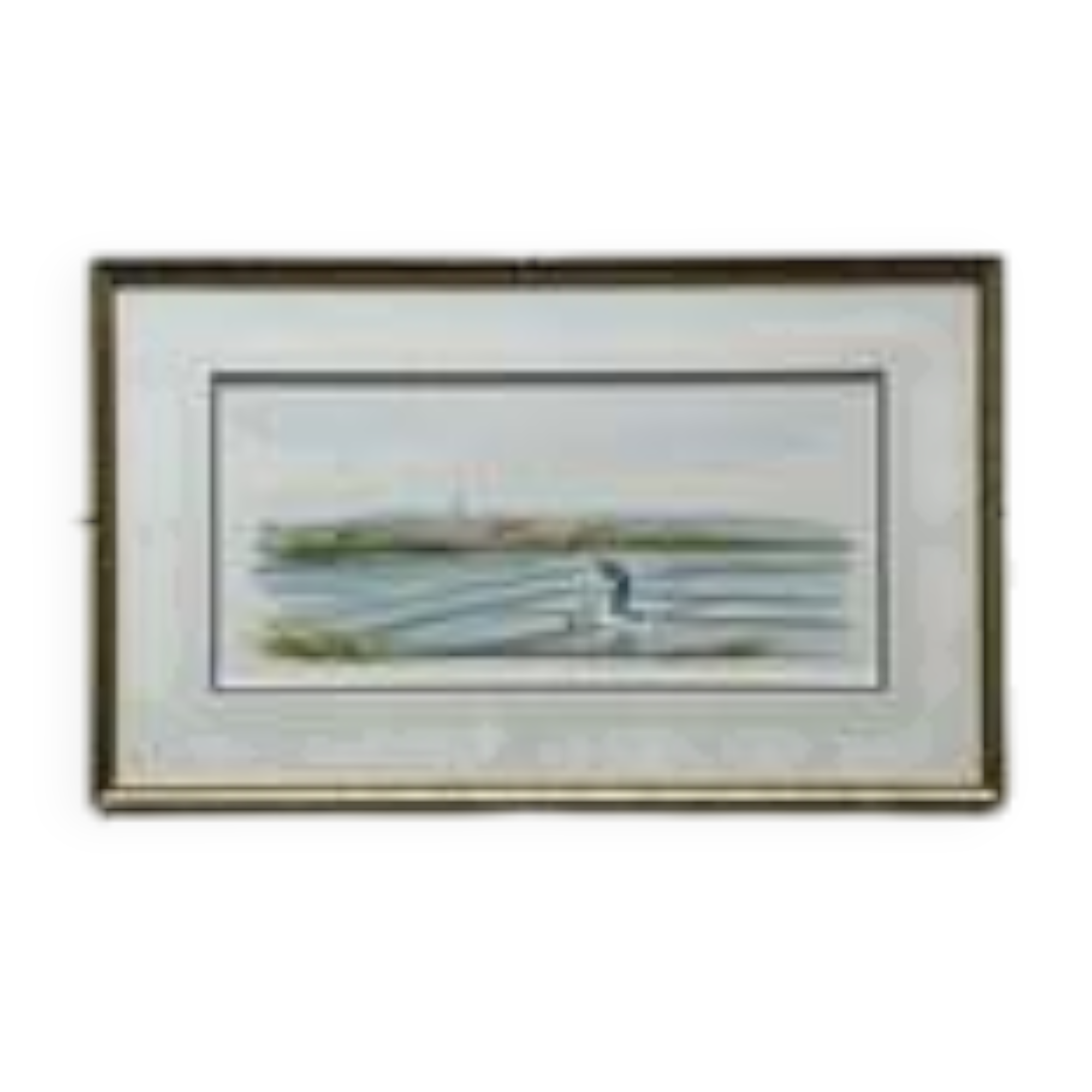 Watercolour by Christian Gaudin framed, certificate Guérande salt marshes.