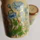 Set salière et poivrier en grès décor floral vintage