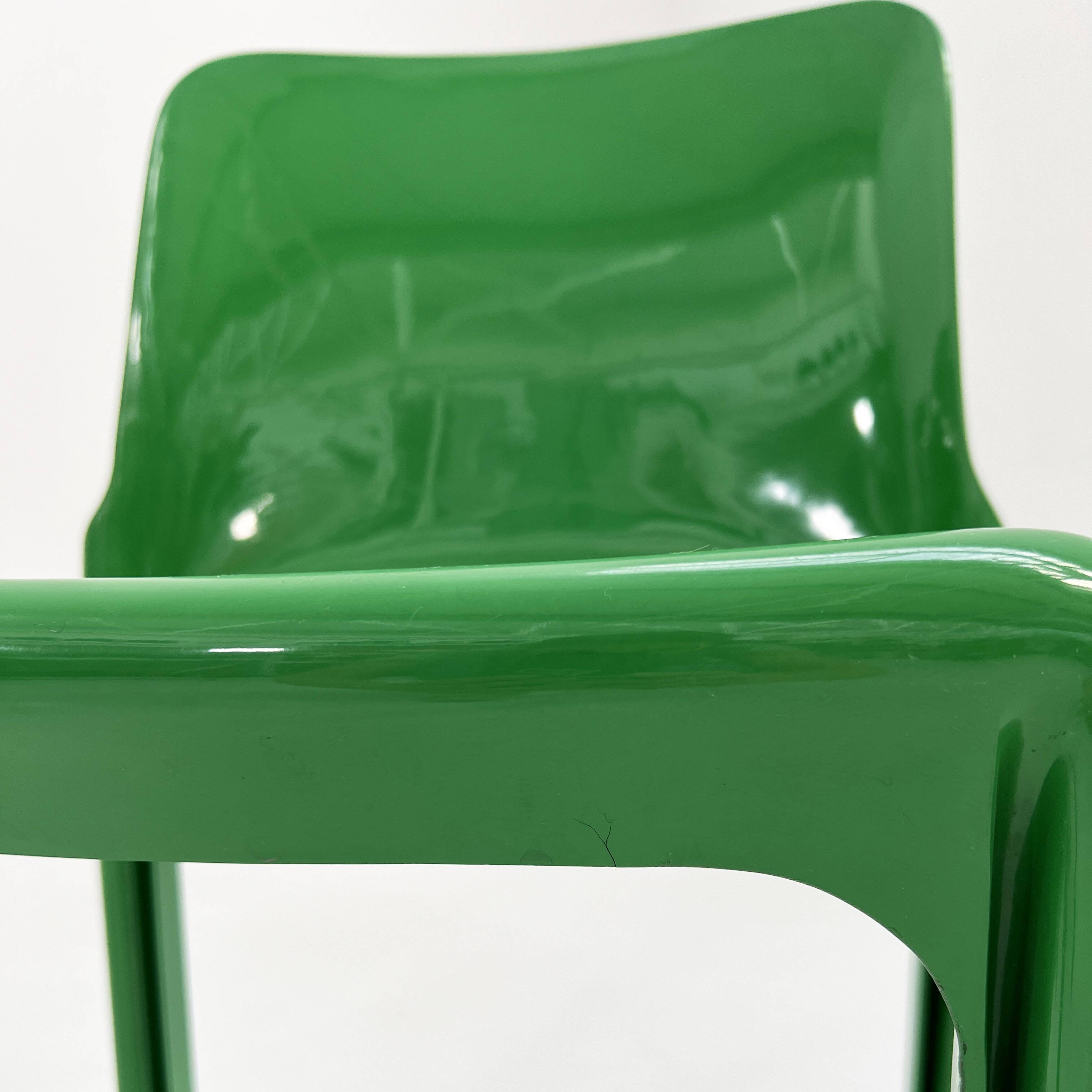 Set of 4 green Selene chairs by Vico Magistretti for artemide, 1970