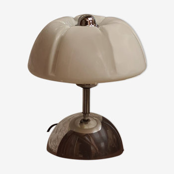 Lampe italienne 1960 70 alu et opaline  40x30