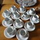 12 bistro coffee cups and 2 pots