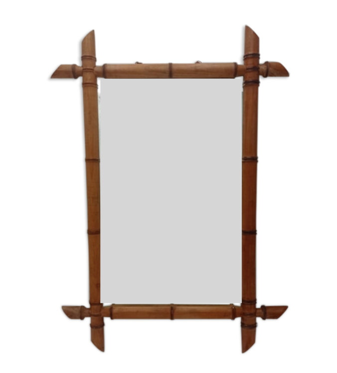Bamboo-shaped wooden mirror 54X41