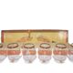 Set of 6 cognac glasses, clear glass, gilding / Austria / 1960s.