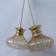 Pair of amber glass walkmen to hang in suspension