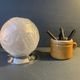 Antique art deco lamp, molded glass globe lamp 1930, France