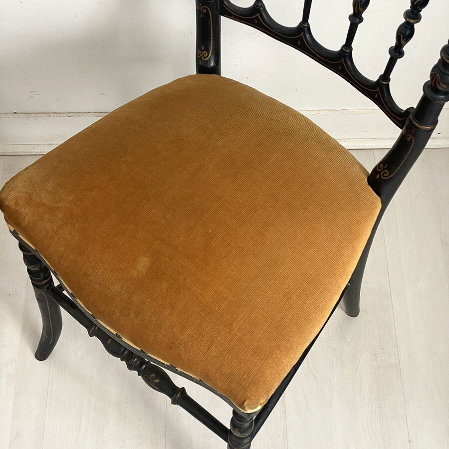 Pair of Napoleon III chairs called "Chiavari" in blackened wood