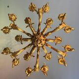 Carved and Gilded Wood Chandelier, 18 Arms of Light, Italy Circa 1880