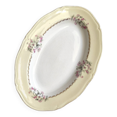 Vintage oval plate L'Amandinoise model Paola white cream flowers