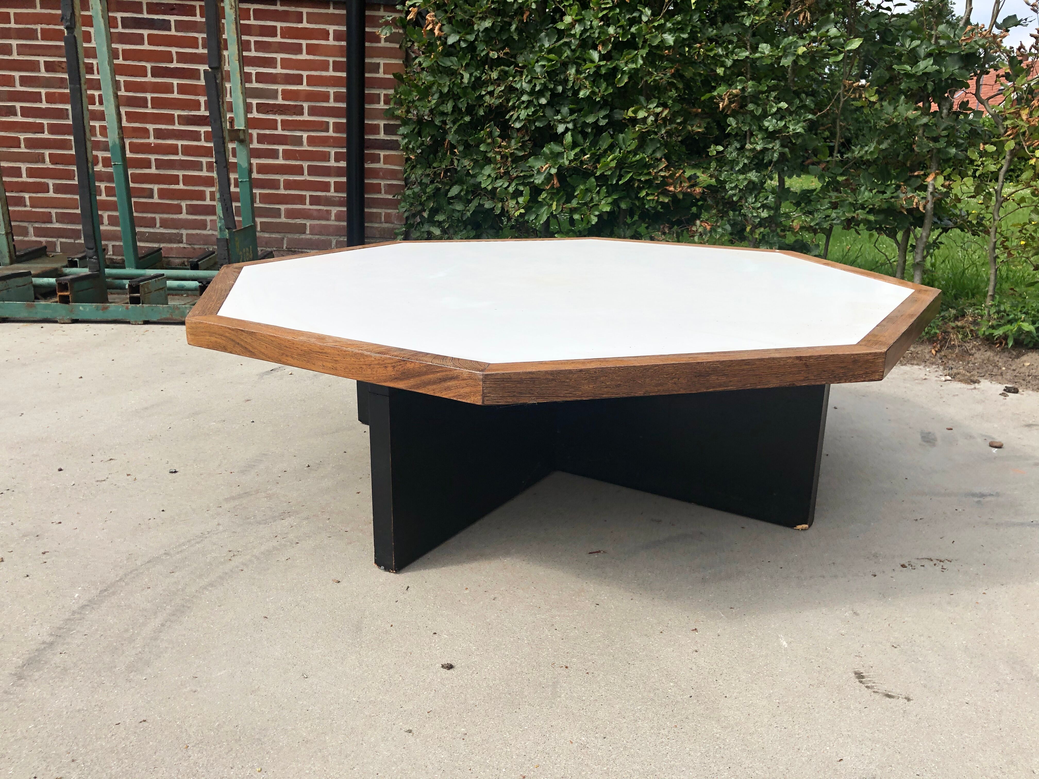 Vintage coffee table wenge hexagon 1960
