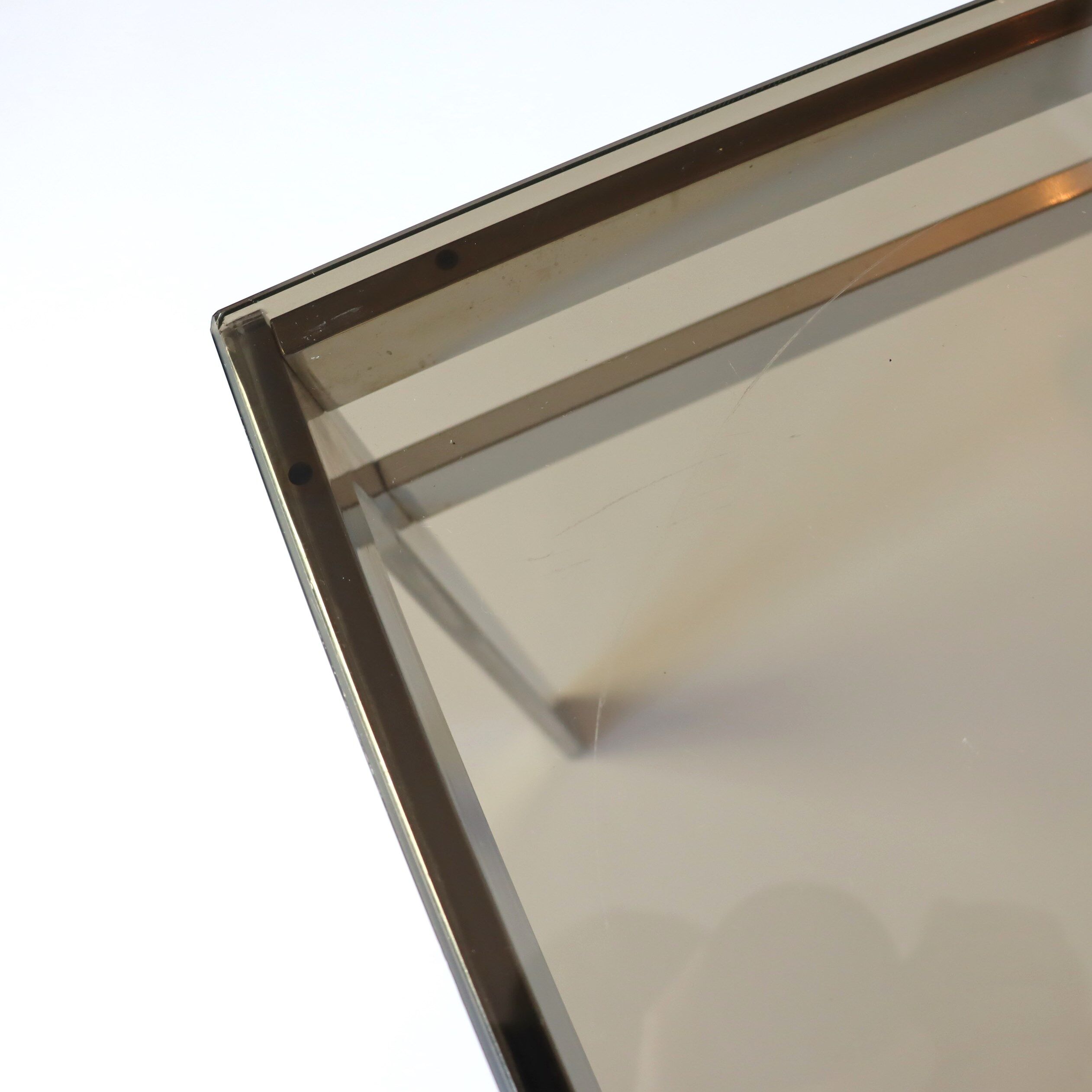 Table basse chrome et verre fumé années 60