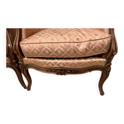 Paire de bergères de style Louis XV en bois narurel XX siècle