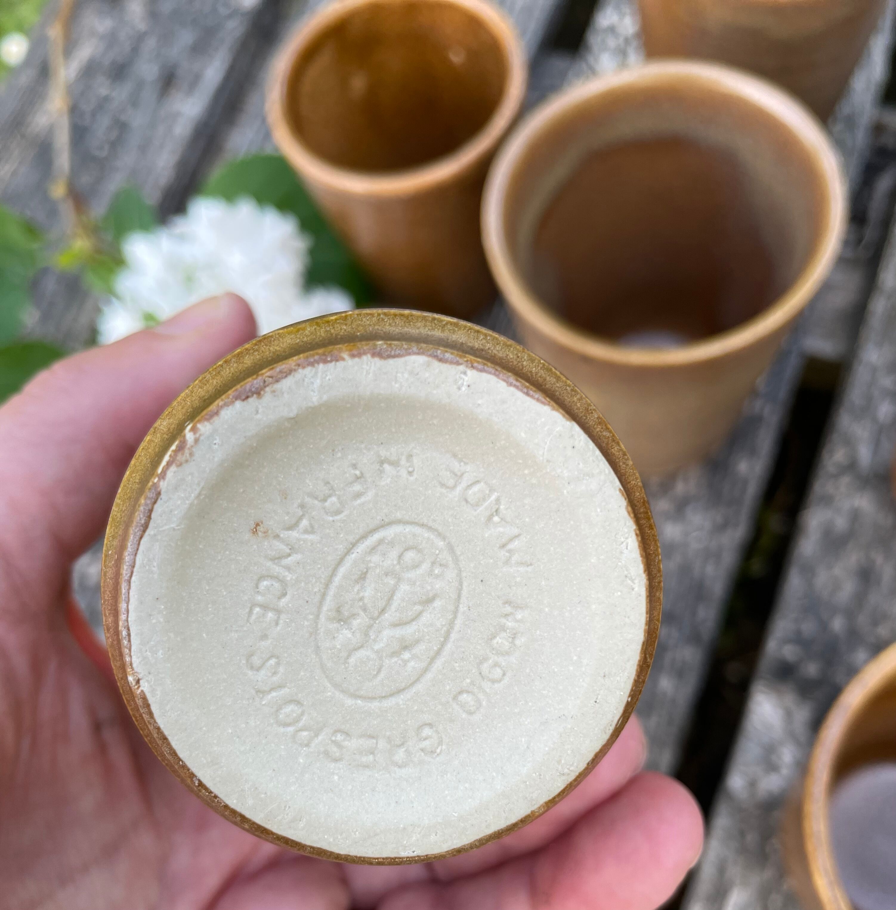 Set of 9 sandstone glasses from the Digoin manufacture