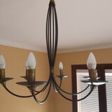 Chandelier in black metal 6 branches
