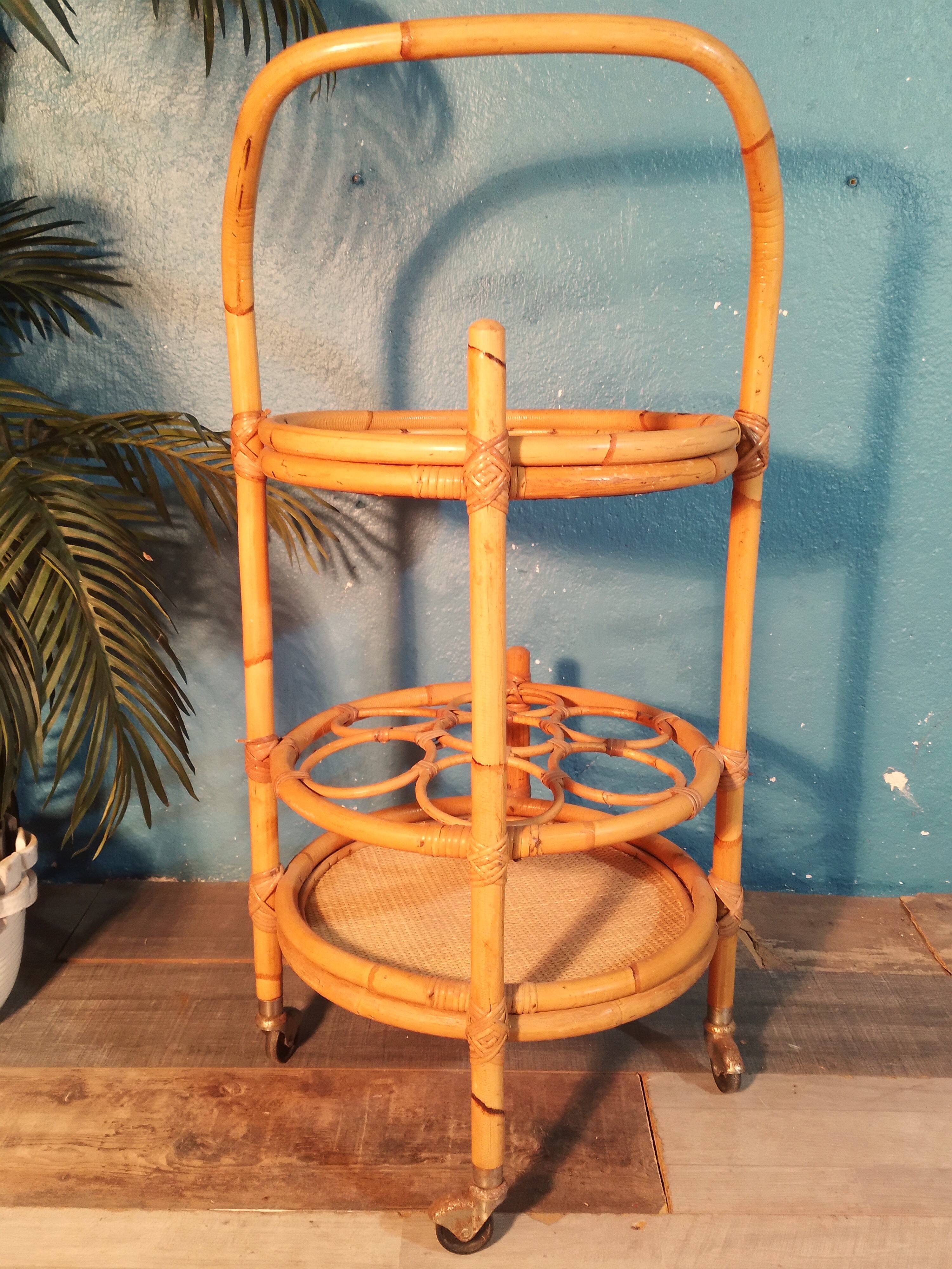 1960s bamboo bar trolley