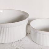 Gusseted dishes, set of 2, Apilco porcelain Pillivuyt