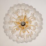 Luminaire en laiton doré, verre cristal Palazzo, Kalmar, Autriche, 1970