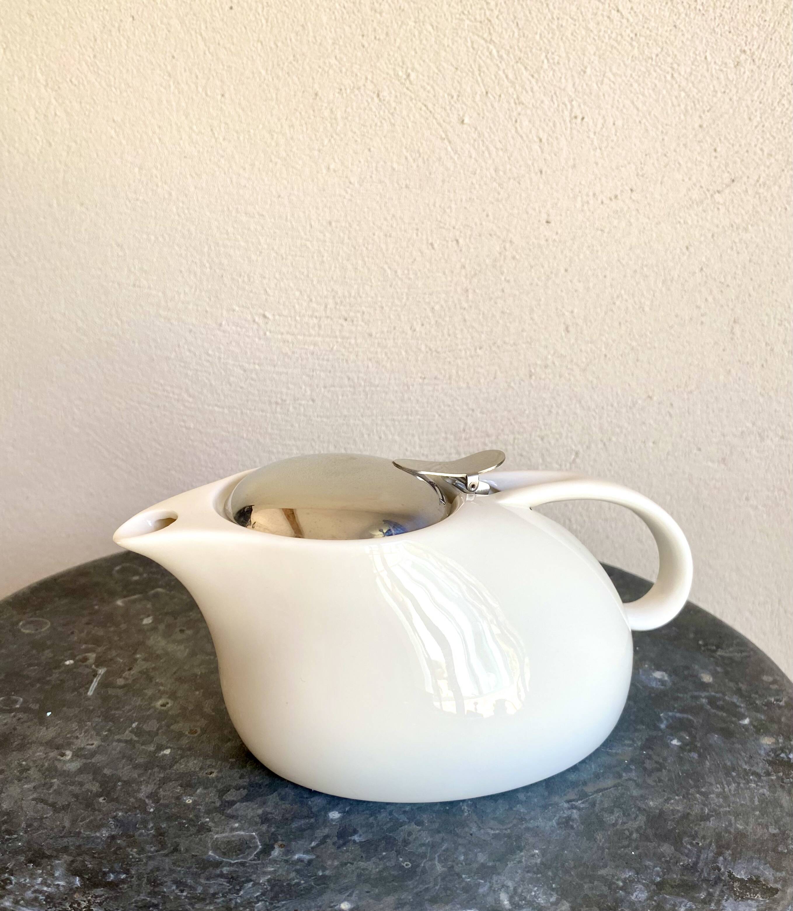 Earthenware and stainless steel teapot, 2 cups