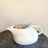 Earthenware and stainless steel teapot, 2 cups